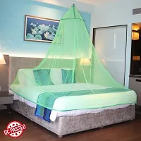 Mosquito Net for Double Bed, King-Size, Round Ceiling Hanging Foldable Polyester Net Green-thumb3