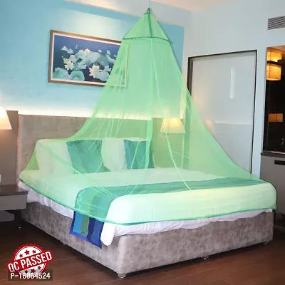 Mosquito Net for Double Bed, King-Size, Round Ceiling Hanging Foldable Polyester Net Green-thumb4