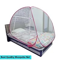 Mosquito Net Foldable Polyester for Single Bed White Color and Pink Patti-thumb3