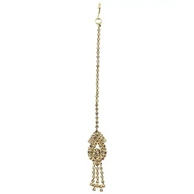 Silver Shine Traditional Gold Plated Unique Golden Diamond Studded Designer Bridal Wedding Maang Tikka for Girls and Women Jewellery