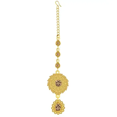PaolaExclusive Stylish Gold Plated Traditional Maang Tikka Jewellery For women Girl