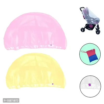 Silver Shine Baby Stroller Mosquito Net Pink Yellow Combo-thumb3