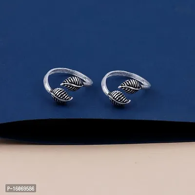 Women Traditional Silver Oxidized Toe Rings Set Bichiya for women-thumb3