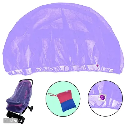 Silver Shine Mosquito Stroller Net for Baby Carriage Stroller Pram,Carriers, Car Seats, Cradles, Mosquito Net Plus Size for Baby Kids 0 to 3 Year (White Pink Purple)-thumb4