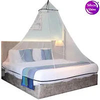 Mosquito Net for Double Bed, King-Size, Round Ceiling Hanging Foldable Polyester Net White and Black-thumb2