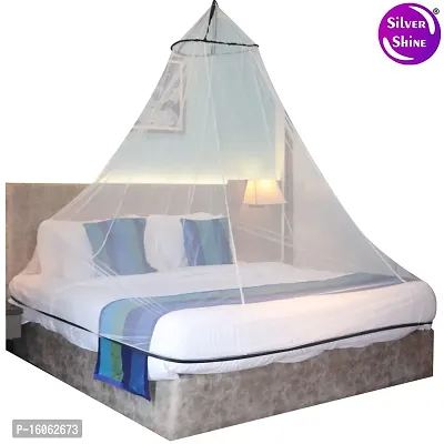 Mosquito Net for Double Bed, King-Size, Round Ceiling Hanging Foldable Polyester Net White and Black-thumb3