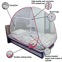 Mosquito Net for Double Bed | King Size Foldable Machardani | Polyester 30GSM Strong Net Steel Wire (Single Bed, White-Pink)-thumb3