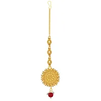 Gold Plated Kundan Style Maang Tikka Jewellery For Women Girl (NM-3722)-thumb2