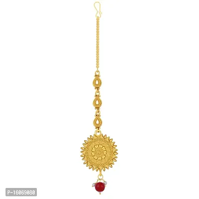 Gold Plated Kundan Style Maang Tikka Jewellery For Women Girl (NM-3722)-thumb3