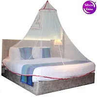 Mosquito Net for Double Bed, King-Size, Round Ceiling Hanging Foldable Polyester Net White and Red-thumb3