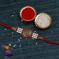 Rakhi Combo of 2 Rakhi For Bhabhi Bhaiya/Brother/Bhai With Roli Chawal And 1 Greeting Card,1 Pooja Thali-thumb1