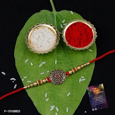 Premium Quality Fancy Combo Of 2 Rakhi With Roli - Chawal - Greeting Card - Pooja Thali-thumb2