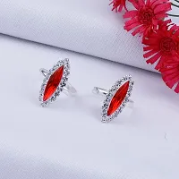 SILVER SHINE Toe Rings for Women Traditional Red Color Oxidized Toe Rings Set Bichiya for women-thumb1