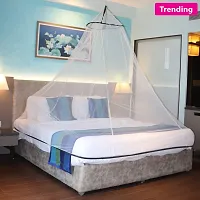 Mosquito Net for Double Bed, King-Size, Round Ceiling Hanging Foldable Polyester Net White and Black-thumb4