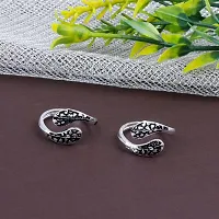 Bicchiya Traditional Silver Oxidized Toe Rings Set Bichiya for women-thumb3