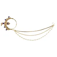 Gold Plated Traditional Delicate Nose Ring/Nathni for Women and Girls-thumb2