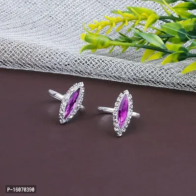 SILVER SHINE Toe Rings for Women Traditional Purple Color Oxidized Toe Rings Set Bichiya for women-thumb4
