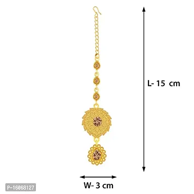 PaolaExclusive Stylish Gold Plated Traditional Maang Tikka Jewellery For women Girl-thumb3