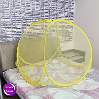 Silver Shine Mosquito Net Foldable Polyester 2.4 mm Strong PVC Coated Steel Mosquito Net for Baby (Yellow)-thumb1