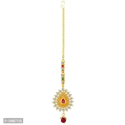 Paola Traditional Gold Plated Kundan Style Maang Tikka Jewellery For Women Girl-thumb0