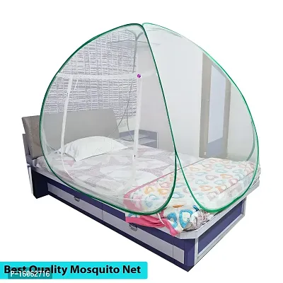 Mosquito Net Polyester Foldable for Single Bed White Color and Green Patti-thumb4