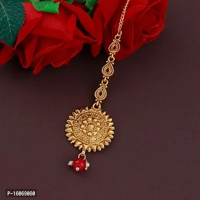 Gold Plated Kundan Style Maang Tikka Jewellery For Women Girl (NM-3722)-thumb2