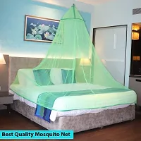 Mosquito Net for Double Bed, King-Size, Round Ceiling Hanging Foldable Polyester Net Green-thumb1