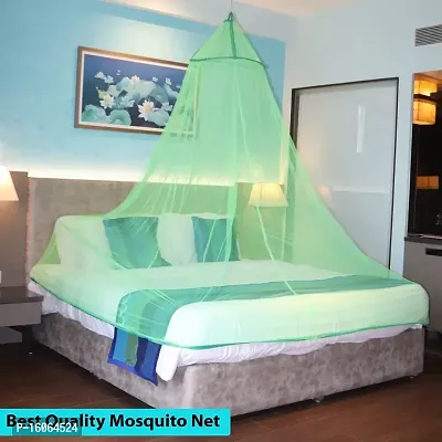 Mosquito Net for Double Bed, King-Size, Round Ceiling Hanging Foldable Polyester Net Green-thumb2