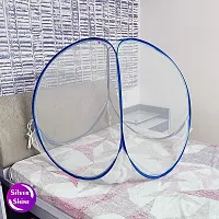 Silver Shine Baby Mosquito Net Tent Style Foldable Polyester 2.4 mm Strong PVC Coated Steel Mosquito Net for Baby (White- Blue)-thumb2