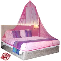 Mosquito Net for Double Bed, King-Size, Round Ceiling Hanging Foldable Polyester Net Pink (Pack of 1)-thumb1