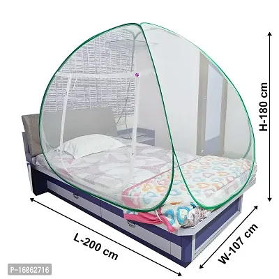 Mosquito Net Polyester Foldable for Single Bed White Color and Green Patti-thumb5