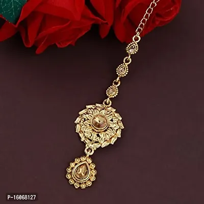 PaolaExclusive Stylish Gold Plated Traditional Maang Tikka Jewellery For women Girl-thumb2