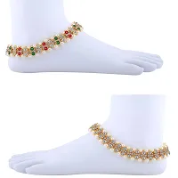 Silver Shine Designer Traditional Anklet Wedding Jewellery For Women Girls Set-2-thumb2