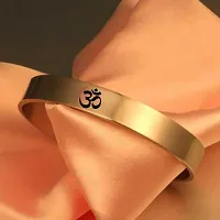 SILVER SHINE Gold Plated Stylish Bracelet Adjustable OM Design Kada for Men-thumb3