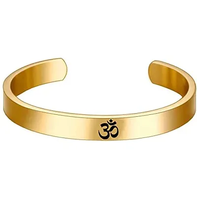 SILVER SHINE Gold Plated Stylish Bracelet Adjustable OM Design Kada for Men