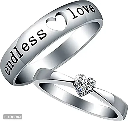 PAOLA Jewels Silver Plated Adjustable Forever Love Couple Ring For Lover Engagement Wedding Band Valentine Gift Jewellery Sets for Men and Women (Forever Love)-thumb0