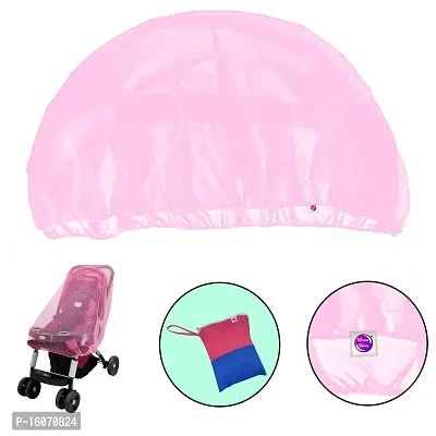 Silver Shine Mosquito Stroller Net for Baby Carriage Stroller Pram,Carriers, Car Seats, Cradles, Mosquito Net Plus Size for Baby Kids 0 to 3 Year (White Pink Purple)-thumb3