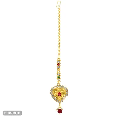 Traditional Gold Plated Kundan Style Maang Tikka Jewellery For Women Girl (Tikka 10)-thumb3