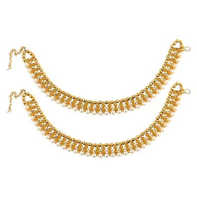 Silver Shine Traditional Gold Plated Anklet Jewellery For Women Girls (Anklet 5)