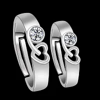 Paola Speical For Couple Ring Valentines Couples Gift Sets Diamond Heart Silver Plated Adjustable Ring Set Women And Men-thumb2