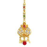 PaolaExclusive Gold Plated Kundan Traditional Maang Tikka Jewellery For women Girl-thumb3
