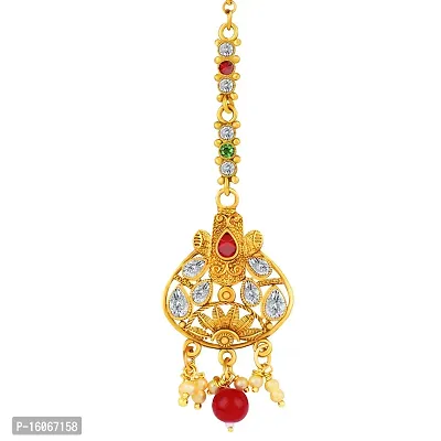 PaolaExclusive Gold Plated Kundan Traditional Maang Tikka Jewellery For women Girl-thumb4