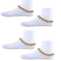 Silver Shine Designer Traditional Anklet Wedding Jewellery For Women Girls Set-2-thumb1