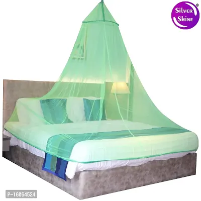Mosquito Net for Double Bed, King-Size, Round Ceiling Hanging Foldable Polyester Net Green-thumb3