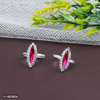 SILVER SHINE Toe Rings for Women Traditional Pink Color Oxidized Toe Rings Set Bichiya for women-thumb4