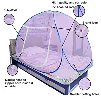 Mosquito Net for Double Bed | King Size Foldable Machardani | Polyester 30GSM Strong Net Steel Wire (Single Bed, Sky-Blue)-thumb2