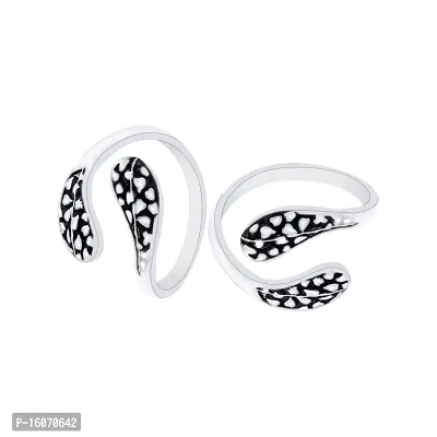 Bicchiya Traditional Silver Oxidized Toe Rings Set Bichiya for women-thumb0