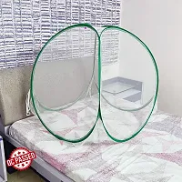 Silver Shine Mosquito Net Polyester Foldable Mosquito Net for Baby White Color and Green Border 0 to 2 Years-thumb2