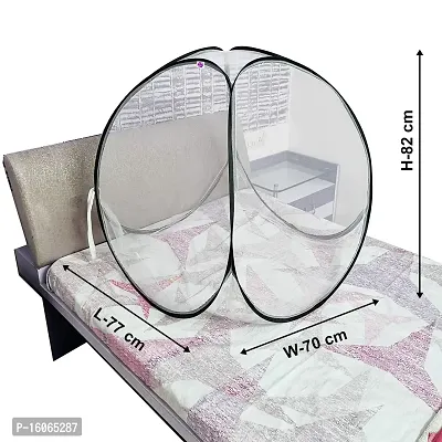 Silver Shine Mosquito net for Baby Protection Polyester Foldable Light Weight 2.4 mm Strong PVC Coated Steel (White Black)-thumb4