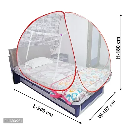 Mosquito Net Polyster Fodeble Single Bed for Adult White Color and Red Patti-thumb5
